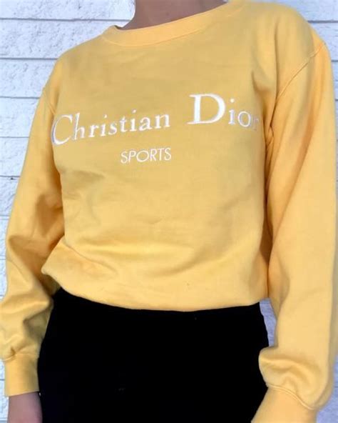 dior sweat shirt yellow|vintage christian Dior sweatshirt.